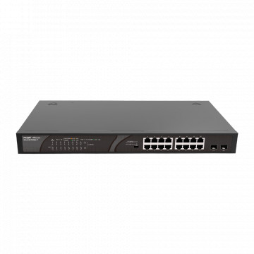 Reyee PoE Desktop Switch – 16 RJ45-Ports 2 + [%VAR%] SFP-Uplink – 16 Gigabit-Ports + 2 Gigabit-Ports – 16 PoE+-Ports 802.3af/at | Gesamtleistung 247 W – Port-Isolierung/Flusskontrolle – Plug-and-Play