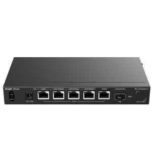 Reyee Router Cloud - 5 Portas RJ45 2.5G (4 PoE+) + 1 SFP+ 10Gigabit - Funções básicas da firewall - Suporta até 5 WAN para failover ou balanceamento - Até 2500 Mbps de largura de banda - Até 400 utilizadores recomendados