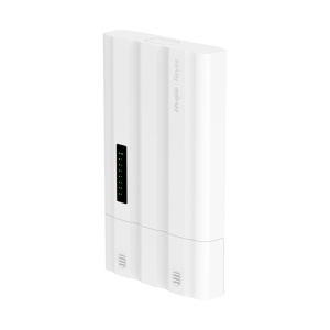 Ruijie Reyee Cloud Managed L2 PoE Switch - 5 portas Gigabit RJ45 e 2 ranhuras SFP de ligação ascendente - 4 portas PoE/PoE+ com orçamento de potência de 60 W - Alimentação direta por corrente alternada (CA) - Proteção industrial IP65 contra água e poeira