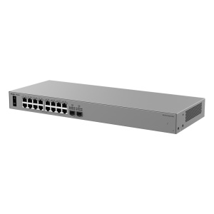 Ruijie Reyee Cloud Managed L2 Switch - 16 puertos Gigabit RJ45 y 2 ranuras 2.5G SFP - Resiliencia de red con protocolo de anillo ERPS - Gestión gratuita desde Ruijie Cloud y App Reyee - Chasis metálico para rack sin ventiladores - Protección contra sobret