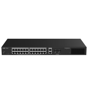 Ruijie Reyee Cloud Managed L2 Switch - 28 Portas totais (24 PoE+ / 2 Uplink / 2 SFP) - Ligações de fibra SFP para longas distâncias - Potência PoE+ estável de 30W / Total 250W - Sistema PoE Watchdog para reinicialização automática de câmaras - Gestão na n