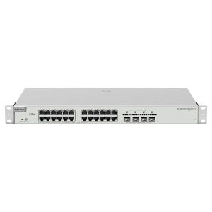 Ruijie Reyee Cloud Managed L2+ Switch V2 - 28 Portas totais (24 PoE+ / 4 Uplinks 10G SFP+) - Ligações de fibra de 10 Gbps de velocidade ultra-rápida - Potência PoE+ estável de 30W / Orçamento 370W - Roteamento estático de camada 3 (IPv4 / IPv6) - Design V