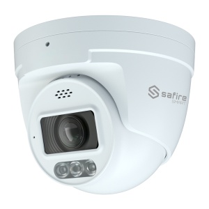 Safire Smart – Turret IP-Kamerareihe I1 AI Advanced und DualLight – 4 Megapixel Auflösung (2688 x 1520) – 2,7–13,5 mm motorisiertes Objektiv | IV 40m &amp; WL 30m – Erweiterte KI: Umfang, Gesichtserkennung, Zählung, Metadaten – IP66 | PoE.af | Aktive Abschreckung | Alarme | P2P