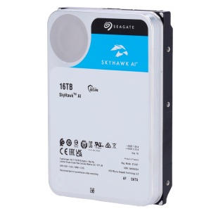 Seagate Skyhawk Ai Disque dur - Capacité 16 TB - SATA Interperfase 6 Go / s - jusqu'à 32 Transmissions d'intelligence artificielle - Modèle ST16000VE002 - spécial pour les vidéastes de réseau (NVR)