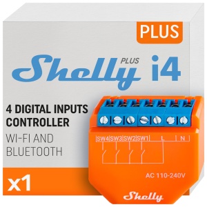 Shelly Plus I4 - WiFi 2.4 GHz IEEE802.11 b/g/n / Bluetooth - Interruptor inteligente - Suporta 110-240 V - Suporta 4 canais - Compatível com Alexa e Google