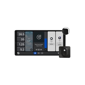 Shelly Wall Display X2 + BLU H&amp;T Preto - Ecrã tátil 6,95" a cores para controlo - Sensor Bluetooth BLU H&amp;T externo incluído - Wi-Fi 2,4GHz / Bluetooth - Suporta AC 110-240V / Relé interno integrado 5A - Compatível com a Alexa e o Google