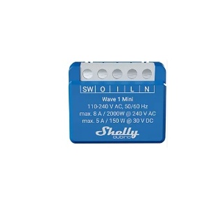 SHELLYWAVE1MINI - Mini módulo cambiar a automatización Z-Ola™ 1 canal 8 A (contacto seco)