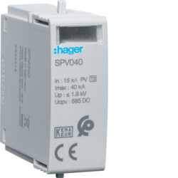 SPV040 - Cart. recarga T2 1P FV +/- para SPV340 HAGER EAN:3250615514950