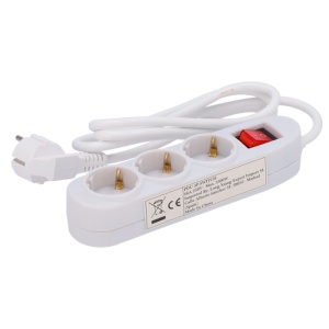 Steckdose – 3 Steckdosen bis 250 VAC / 16 A max. - Ein-/Ausschalter – weiße Farbe