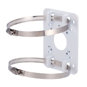 Suporte de mastro/pólo Safire Smart - Para câmaras domo motorizadas - Intervalo diâmetro 80~140 mm - Fabricando em ADC12 - Cor branco - 140 (Al) x 104 (Lg) x 19 (Fd) mm