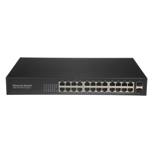 Switch - 24 portos RJ45 + 2 SFP GIGA - Velocidade da porta 10/100/1000 Mbps - Máximo 20W - Plug &amp; Play - Tecnologia de poupança de energia