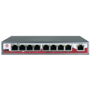Switch PoE - 8 portas PoE + 1 Uplink RJ45 - Velocidade 10/100 Mbps - 25.5 W por porta / Máximo 120W - Modo CCTV: até 250m de alcance - Norma IEEE802.3at (PoE) / af (PoE+)