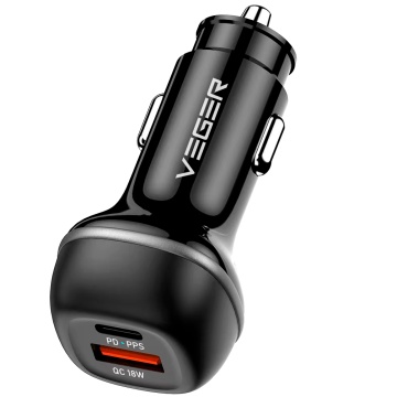 VEGER - Encendedor do auto - Fuerza 51W - Carga rápido PD30W, QC18W - Salidas USB-C, USB-A - Color Negro