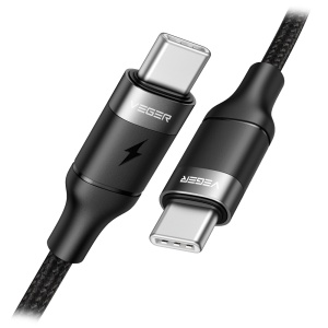 Veger - USB2.0 cabo para computador portátil - USB-C para USB-C - Revestimento metálico, Nylon trançado - Comprimento 1.5m - Carregamento rápido PD100W : Cor preta