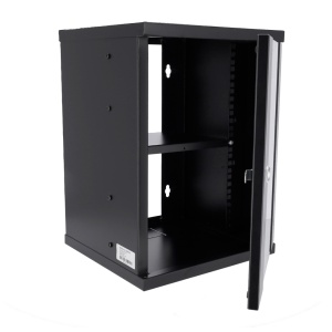 Wand-Rack-Schrank – Bis zu 9U 10-Zoll-Rack – Bis zu 15 kg Last – Mit Kabelverschraubung – Ablage inklusive – Tiefe 300 mm