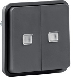WNA041 - Cubyko - Conmutado.ESC. doble c/letreros, gris HAGER Ean:3250617171410