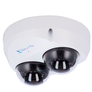 X -Securinty IP Chamber Dual - 2x 4 mégapixels (2560x1440) - lentille fixe 2,8 mm - WDR 120DB | Dual Light (IV 60m et Lumière blanche 60m) - Wizsense, avec classification des personnes et des véhicules - MicroSD 256 Go / IP67 & amp; IK10