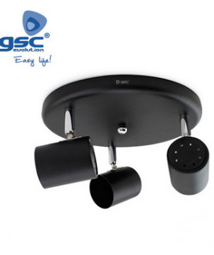 001905362 - 8433373053625Spot de techo triple circular GU10 negro