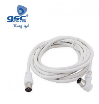 002602971 - 8433373029712Cabo coaxial de TV angular 2,5M de macho para fêmea Branco