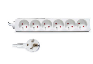 100025006 - 8433373024922Multiprise 6p (3x1.0mm) 1m White