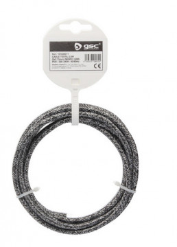 101025011 - 8433373069725Cabo têxtil 2,5M (2x0,75mm) Preto/Cinza