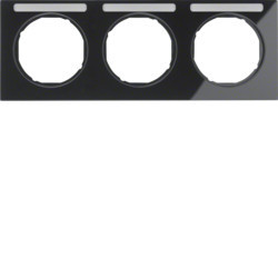 10132235 - R.3 - marco x3 p.-ETIQ. Horz., negro HAGER Ean:4011334393221