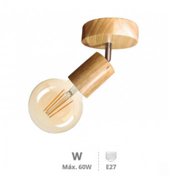 202000012 - 8433373067196Spot de techo simple Kestila Serie E27 Madera