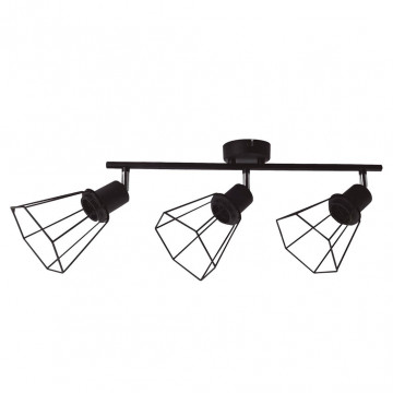 202000032 - 8433373072206Spot triple lineal de techo Bhani Serie E27 Negro
