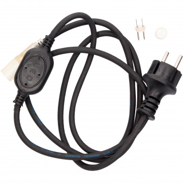 204610006 - 8433373070950Kit de cabo de alimentação LED, conector e tampa para tubos flexíveis de LED. 204610001 - 02 - 03 - 04