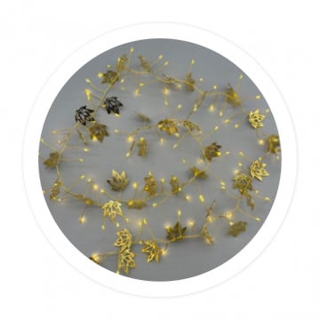 204690040 - 8433373074385 feuilles à LED dorées avec une lumière chaude de 1,5 m