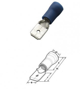 370424 - Gouchons à douille isolée (mâle) 1.5-2.5 / 6,3x0.8 JIS 100UNI