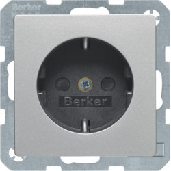 47236084 - Q.X - Schuko w / Obturad., Aluminium Hager Ean: 4011334443421