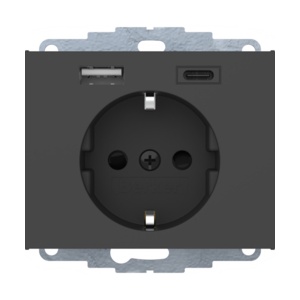 48047006 - K.1/K.5 - Schuko mit USB A+C, mattanthrazit HAGER EAN:4011334528371