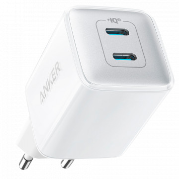 Anker - USB-Ladegerät - 40 W Leistung - Schnellladung - 2x USB-C-Ausgänge - Weiße Farbe