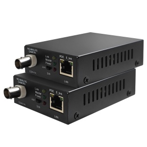 Cabo coaxial Extensor IP | PoE - Passivo - Emissor e receptor - Permite transmitir 1 canal IP - Distância máxima 500 - Largura de banda até 100 Mbps