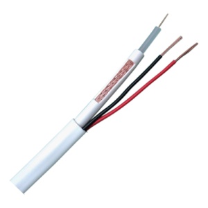 Cabo Combinado - RG59 + alimentação - Bobine de 100 metros - Cobertura de cor branca - Diâmetro exterior 9.0 mm - Mínima perda