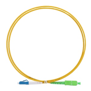 Cabo de ligação de fibra ótica simplex - Fibra monomodo OS2 G657A1 de alto nível - Conectores híbridos LC UPC e SC APC - Comprimento exato de 1 metros - Revestimento exterior LSZH de cor amarela - Compatibilidade de utilização genérica e universal