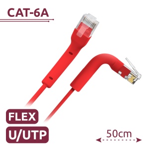 Cabo UTP flexível - Ethernet - Conectores RJ45 - Categoria 6A - 0,5 m - Cor vermelha