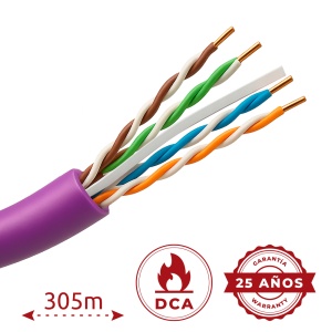 Cabo UTP rijo livre de halógenos - Categoria 6 - Atende com 90m Fluke test - Condutor OFC, pureza 99.9% cobre - Bobine de 305 metros - Diâmetro 5.5 mm
