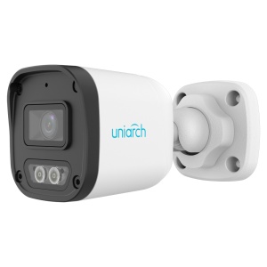 Câmara Bullet IP Uniview-Uniarch - 4 MP | Lente 2.8 mm - IV 30 m | Luz branca 15 m | DWRD - Detecção do corpo humano - PoE | IP67 | Dual Light - Microfone integrado