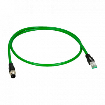 Connecteur de l'adaptateur m12 mâle A RJ45 Male - Ethernet - spécial pour l'aviation - longueur 0,1 m