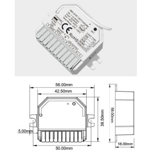 Cont Mini MULTI Função 12-24Vdc 2A/CH 5x48W (24Vdc) Push Dim RF/WiFi
