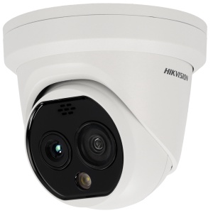 Double chambre thermique Hikvision GAMA Pro - Capteur thermique 256x192 Vox | Lentille 6,9 ​​mm - Capteur optique 1 / 2,7 ”4 MPX | LECLE 6,4 mm - Sensibilité thermique ≤ 40MK - Détection préventive et alarme - Taux de mesure du temps -20 ~ 150ºC / ± 8ºC