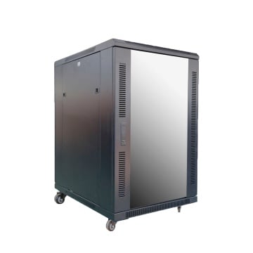 Floor Rack Cabinet - Up to 18u Rack 19 "(600*800) - up to 800 kg of load - with ventilation and cable garnishes - 4 ventilators, 2 trays and pdus 6 outlets - is sold dismantled