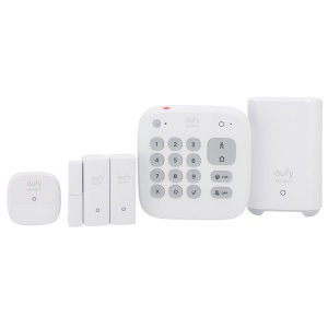 Kit de alarme Eufy da Anker - HomeBase WiFi/LAN/RF - Teclado autónomo com bateria - 2 detetor de presença PIR sem fios - 1 detetor de presença PIR sem fios - App Eufy Security