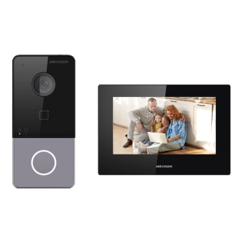 Kit de fête vidéo - IP & amp; WiFi - Plaque et moniteur | Permet 16 moniteurs supplémentaires - MF Reader | Poe - Application mobile P2P (activation de la plaque) - Assemblage de surface | IP65