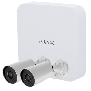 Kit de videovigilância Ajax - Gravador Ajax de 8 canais - 2 câmaras bullet de 5 Mpx Ajax - Alcance dos LEDs IV 50m, PoE 802.3at - Com Inteligência Artificial - Compatível com ONVIF/RTSP