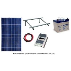 Kit Solar Fotovoltaico 100W c/ bateria gel 12V/35Ah