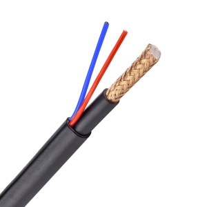 Kombiniertes Kabel – Micro RG59 + Netzteil – 300-Meter-Spule – schwarze Beschichtung – Außendurchmesser 6,8 mm – LSZH-Außenhülle