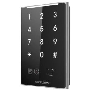 Lecteur d'accès - Accès par carte MF, QR et PIN - LED et indicateur acoustique - Wiegand 26/34 | RS485 - Compatible avec les contrôleurs HikVision - APT pour IP65 Outdoor